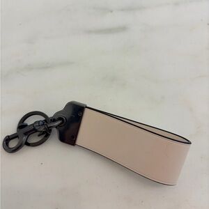 COACH White Leather Wristlet Key Chain or Key FOB with Graphite Hardware